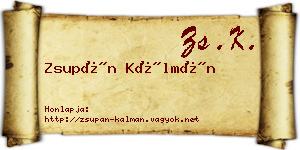 Zsupán Kálmán névjegykártya
